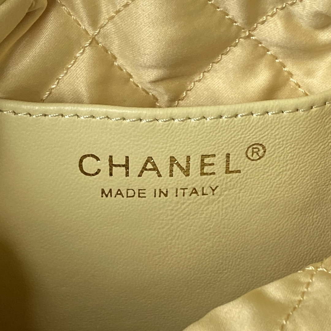 Chanel 22 Mini Handbag AS3980 Shiny Calfskin & Gold-Tone Metal Yellow - Default Title - View 7