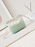 Chanel 22 Mini Handbag Patent Gradient Calfskin Lacquered Metal AS3980 White & Light Green