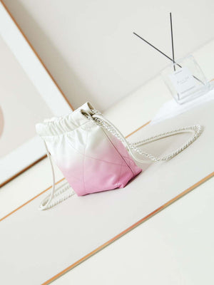 Chanel 22 Mini Handbag Patent Gradient Calfskin Lacquered Metal AS3980 White & Light Pink - Default Title - View 4