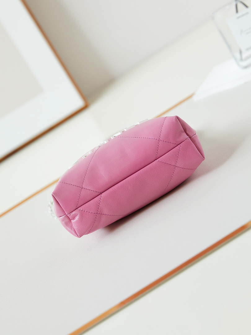 Chanel 22 Mini Handbag Patent Gradient Calfskin Lacquered Metal AS3980 White & Light Pink - Default Title - View 6