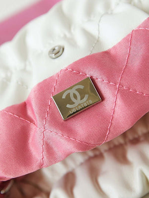Chanel 22 Mini Handbag Patent Gradient Calfskin Lacquered Metal AS3980 White & Light Pink - Default Title - View 9