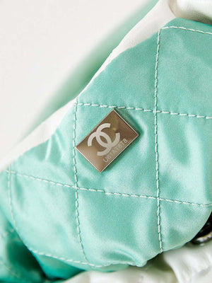 Chanel 22 Mini Handbag Patent Gradient Calfskin Lacquered Metal AS3980 White & Light Green - Default Title - View 9