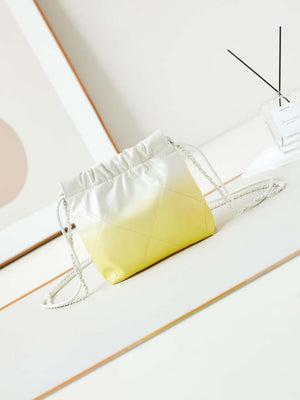 Chanel 22 Mini Handbag Patent Gradient Calfskin Lacquered Metal AS3980 White & Yellow - Default Title - View 5