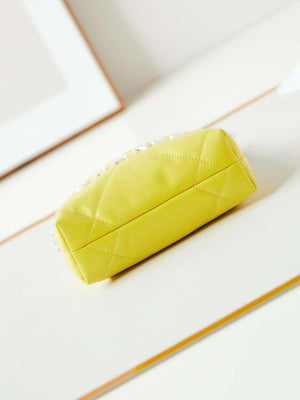 Chanel 22 Mini Handbag Patent Gradient Calfskin Lacquered Metal AS3980 White & Yellow - Default Title - View 6