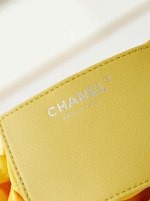 Chanel 22 Mini Handbag Patent Gradient Calfskin Lacquered Metal AS3980 White & Yellow - Default Title - View 8