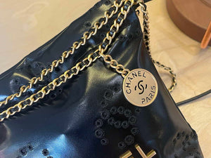 Chanel 22 Mini Handbag  Shiny Calfskin & Gold-Tone Metal AS3980 Black - Default Title - View 4
