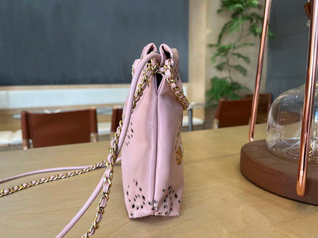 Chanel 22 Mini Handbag  Shiny Calfskin & Gold-Tone Metal AS3980 Pink