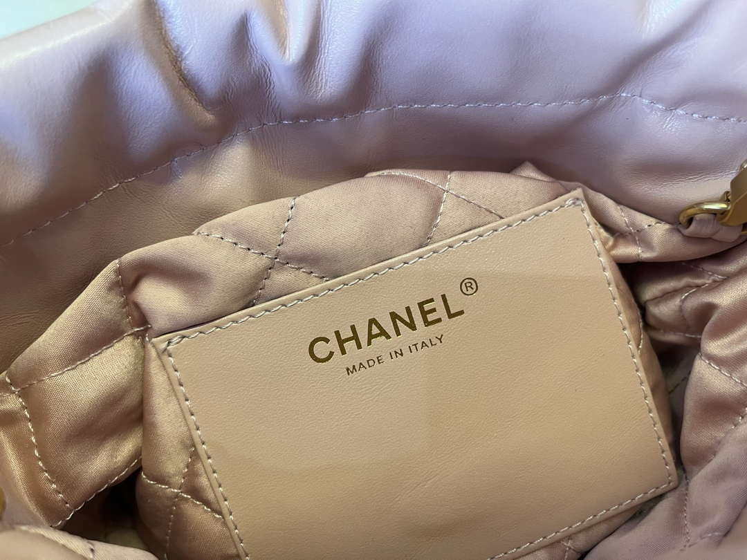 Chanel 22 Mini Handbag  Shiny Calfskin & Gold-Tone Metal AS3980 Pink