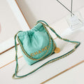 CHANEL 22 Mini Handbag Washed Canvas & Gold-Tone Metal AS3980 Green - Default Title - View 1