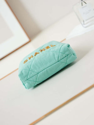 CHANEL 22 Mini Handbag Washed Canvas & Gold-Tone Metal AS3980 Green - Default Title - View 6
