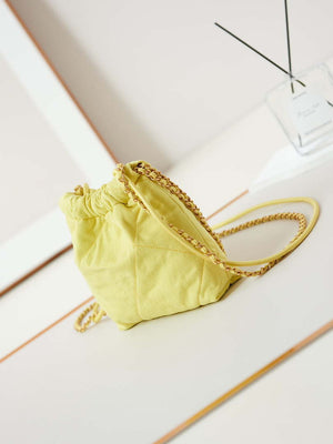 CHANEL 22 Mini Handbag Washed Canvas & Gold-Tone Metal AS3980 Yellow - Default Title - View 4