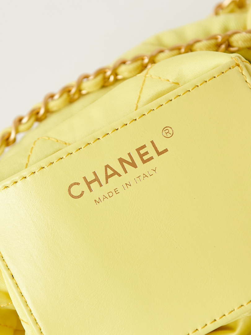 CHANEL 22 Mini Handbag Washed Canvas & Gold-Tone Metal AS3980 Yellow - Default Title - View 8