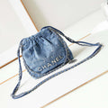 CHANEL 22 Mini Handbag Washed Denim & Silver-Tone Metal AS3980 Blue - Default Title - View 1