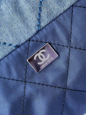 CHANEL 22 Mini Handbag Washed Denim & Silver-Tone Metal AS3980 Blue - Default Title - View 9