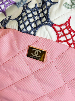 Chanel 22 Small Handbag AS3260 Lace Patchwork & Gold-Tone Metal Multicolour - Default Title - View 9