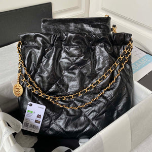 Chanel 22 Small Handbag AS3260 Memorial Calfskin leather Black Gold - Default Title - View 2