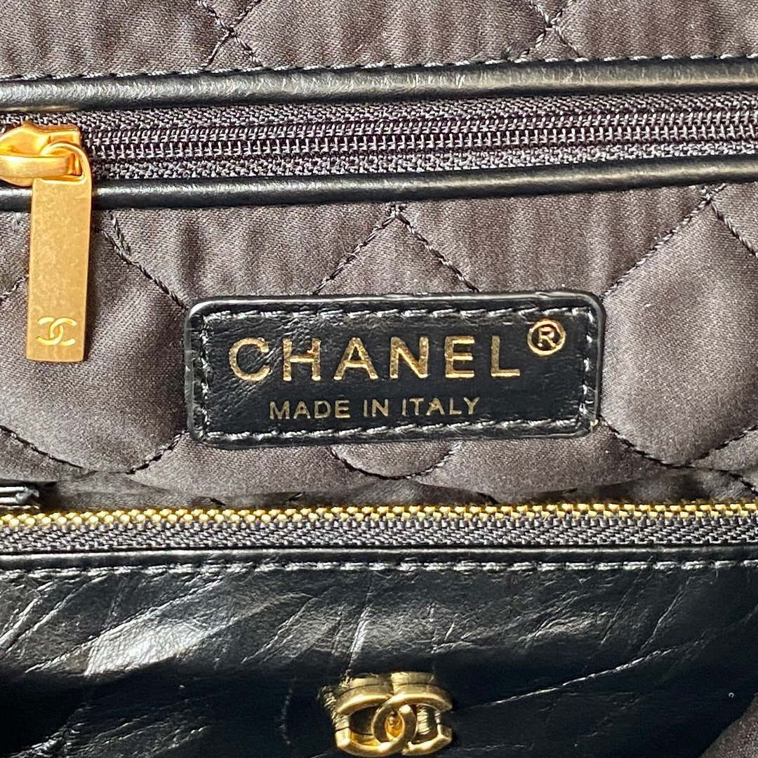 Chanel 22 Small Handbag AS3260 Memorial Calfskin leather Black Gold - Default Title - View 8