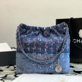Chanel 22 Small Handbag Denim & Silver-Tone Metal AS3260 Blue Multicolor - Default Title - View 1