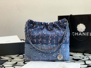 Chanel 22 Small Handbag Denim & Silver-Tone Metal AS3260 Blue Multicolor - Default Title - View 1