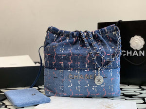 Chanel 22 Small Handbag Denim & Silver-Tone Metal AS3260 Blue Multicolor - Default Title - View 2