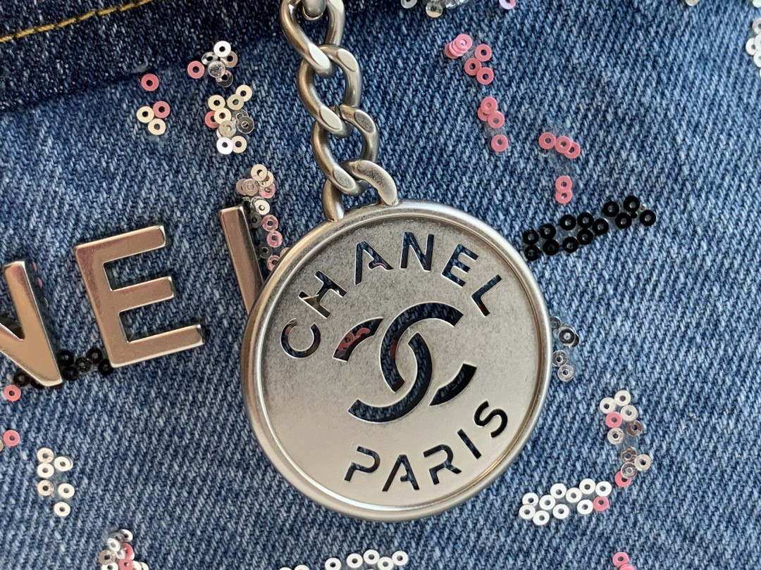 Chanel 22 Small Handbag Denim & Silver-Tone Metal AS3260 Blue Multicolor - Default Title - View 3