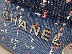 Chanel 22 Small Handbag Denim & Silver-Tone Metal AS3260 Blue Multicolor - Default Title - View 4