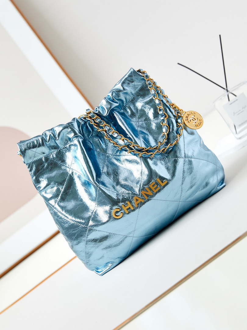 Chanel 22 Small Handbag Fantasy color Calfskin & Gold-Tone Metal AS3260 Blue - Default Title - View 1
