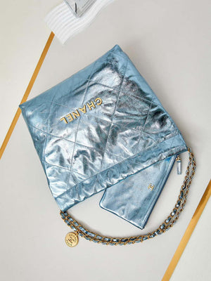 Chanel 22 Small Handbag Fantasy color Calfskin & Gold-Tone Metal AS3260 Blue - Default Title - View 7