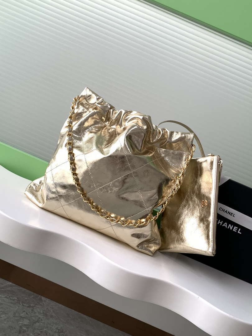 Chanel 22 Small Handbag Fantasy color Calfskin & Gold-Tone Metal AS3260 Gold - Default Title - View 3