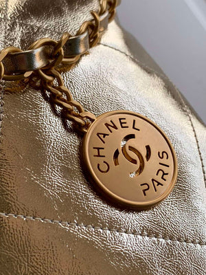 Chanel 22 Small Handbag Fantasy color Calfskin & Gold-Tone Metal AS3260 Gold - Default Title - View 6