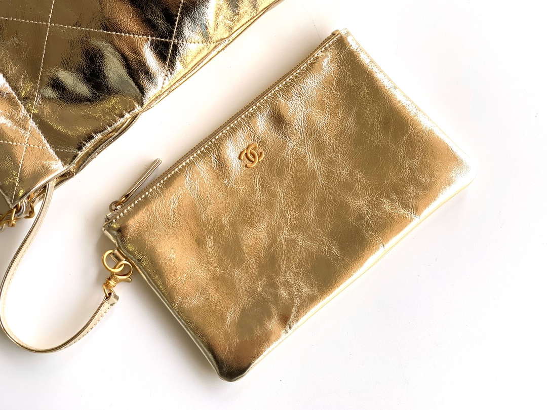 Chanel 22 Small Handbag Fantasy color Calfskin & Gold-Tone Metal AS3260 Gold