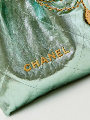 Chanel 22 Small Handbag Fantasy color Calfskin & Gold-Tone Metal AS3260 Green - Default Title - View 2