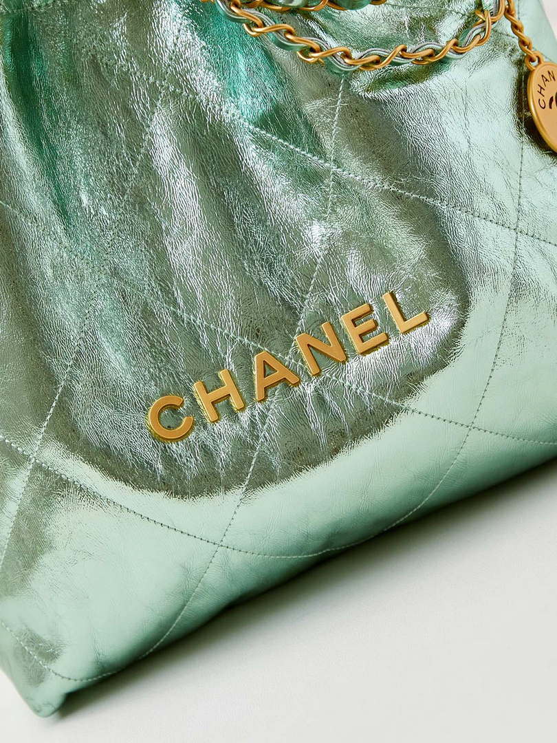 Chanel 22 Small Handbag Fantasy color Calfskin & Gold-Tone Metal AS3260 Green - Default Title - View 2