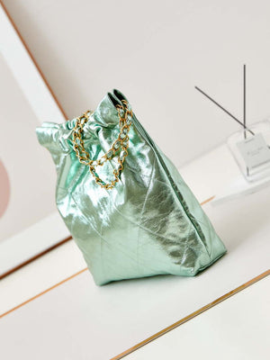 Chanel 22 Small Handbag Fantasy color Calfskin & Gold-Tone Metal AS3260 Green - Default Title - View 4