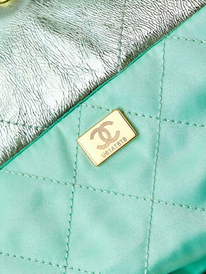 Chanel 22 Small Handbag Fantasy color Calfskin & Gold-Tone Metal AS3260 Green - Default Title - View 9