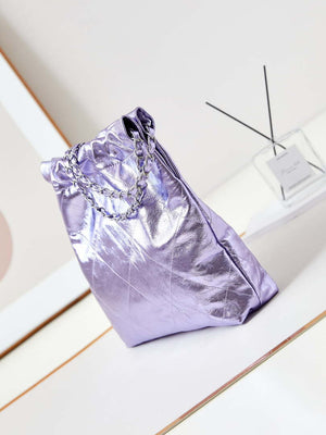 Chanel 22 Small Handbag Fantasy color Calfskin & Gold-Tone Metal AS3260 Purple - Default Title - View 4