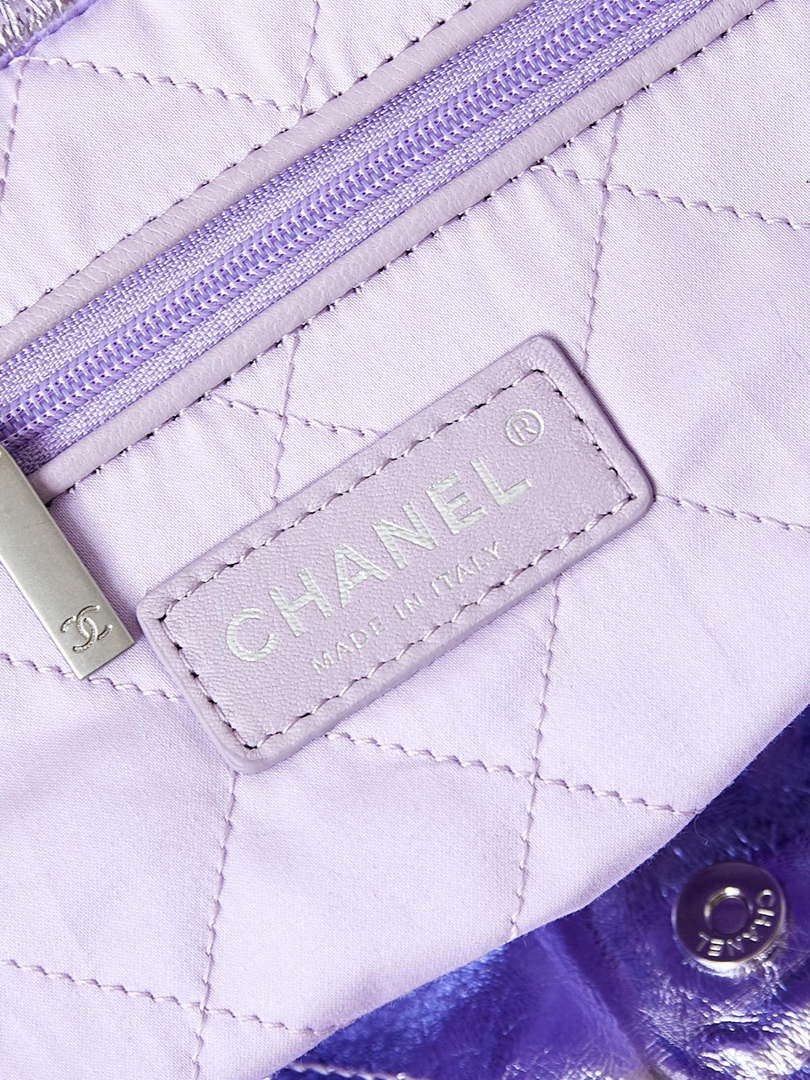 Chanel 22 Small Handbag Fantasy color Calfskin & Gold-Tone Metal AS3260 Purple - Default Title - View 8