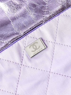 Chanel 22 Small Handbag Fantasy color Calfskin & Gold-Tone Metal AS3260 Purple - Default Title - View 9