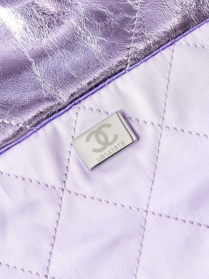 Chanel 22 Small Handbag Fantasy color Calfskin & Gold-Tone Metal AS3260 Purple - Default Title - View 9