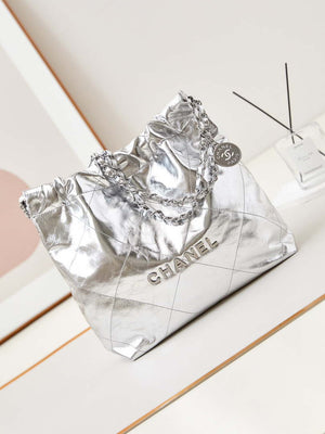 Chanel 22 Small Handbag Fantasy color Calfskin & Silver-Tone Metal AS3260 Silver - Default Title - View 1