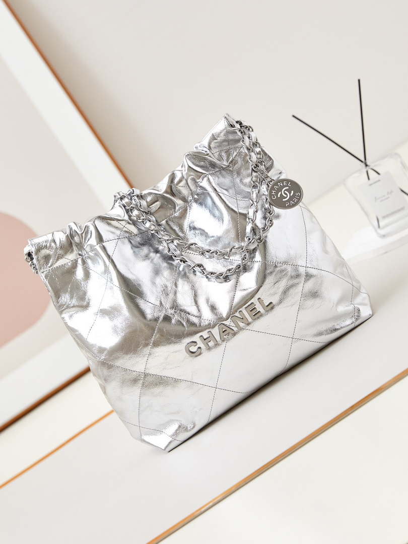 Chanel 22 Small Handbag Fantasy color Calfskin & Silver-Tone Metal AS3260 Silver - Default Title - View 1