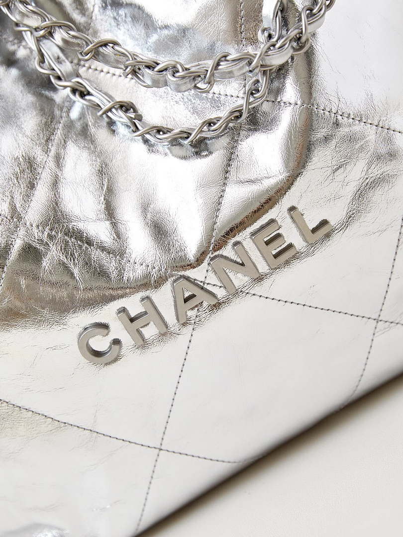 Chanel 22 Small Handbag Fantasy color Calfskin & Silver-Tone Metal AS3260 Silver - Default Title - View 2