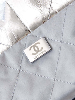 Chanel 22 Small Handbag Fantasy color Calfskin & Silver-Tone Metal AS3260 Silver - Default Title - View 9