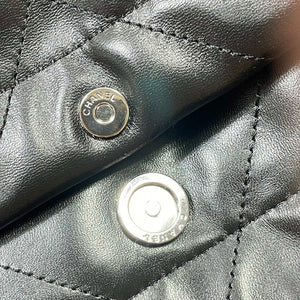 Chanel 22 Small Handbag Shiny Calfskin AS3260 Black with Black logo - Default Title - View 9