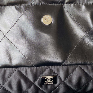 Chanel 22 Small Handbag Shiny Calfskin AS3260 Black with Silver Logo - Default Title - View 8