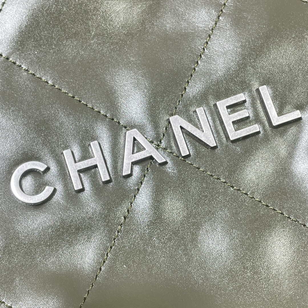 Chanel 22 Small Handbag Shiny Calfskin AS3260 Dark Green - Default Title - View 5