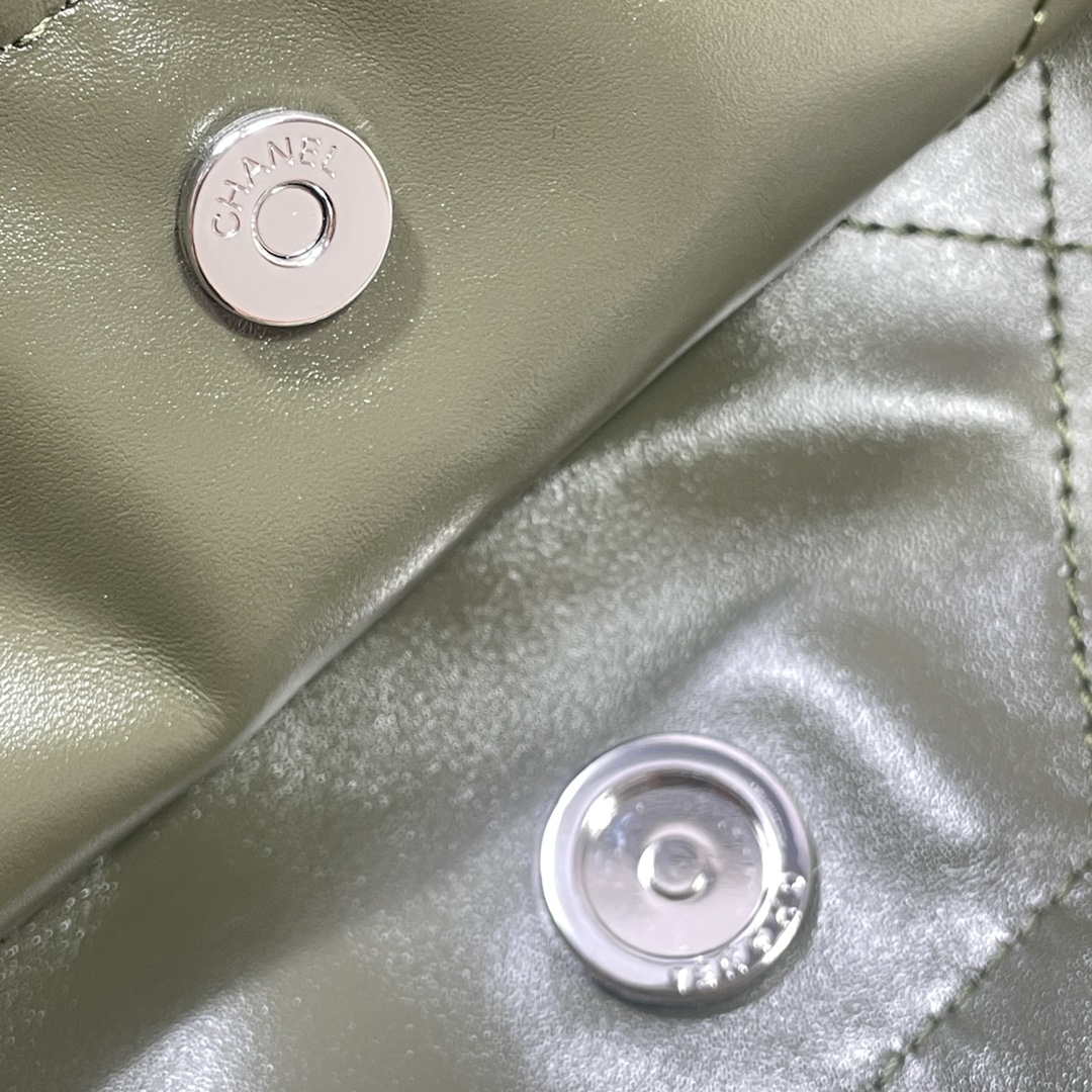 Chanel 22 Small Handbag Shiny Calfskin AS3260 Dark Green - Default Title - View 9