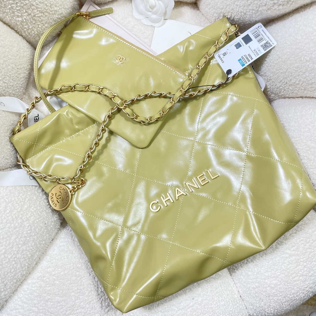 Chanel 22 Small Handbag Shiny Calfskin AS3260 Light Green - Default Title - View 4
