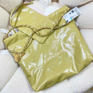 Chanel 22 Small Handbag Shiny Calfskin AS3260 Light Green - Default Title - View 4