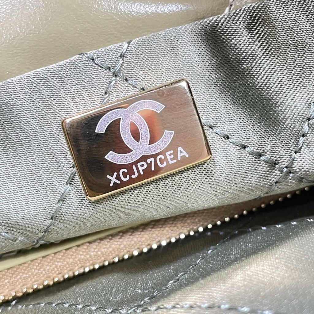 Chanel 22 Small Handbag Shiny Calfskin AS3260 Light Green